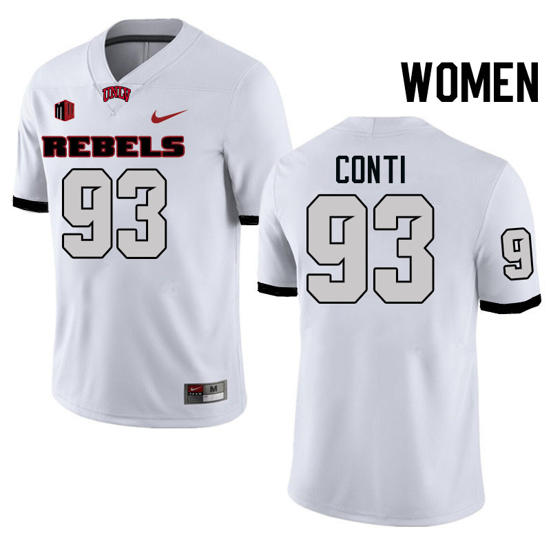 Women #93 Lucas Conti UNLV Rebels College Football Jerseys Stitched-White